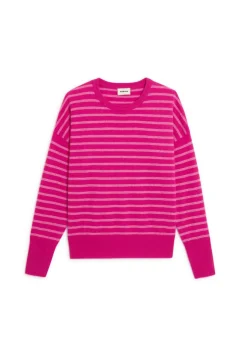 Femme Rodier Pulls^Pull Aliénor 100% Cachemire col rond rayé rose tonique