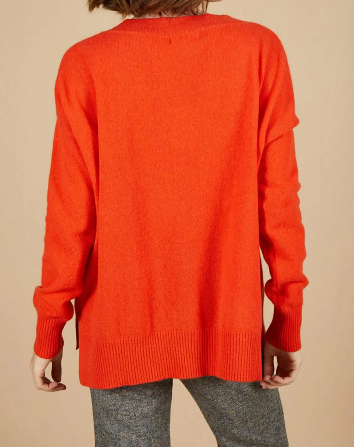 Femme Cashmere Tribu Pulls^Pull ample 100% Cachemire Isidore col V orange