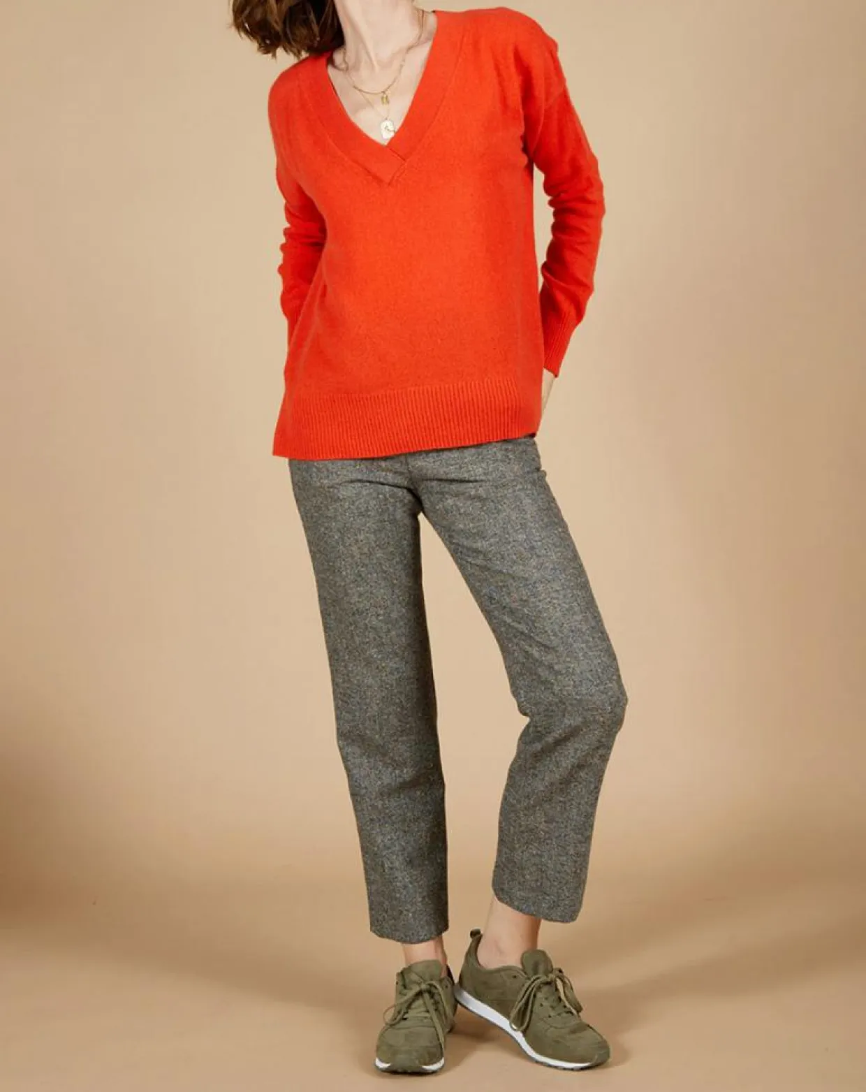 Femme Cashmere Tribu Pulls^Pull ample 100% Cachemire Isidore col V orange