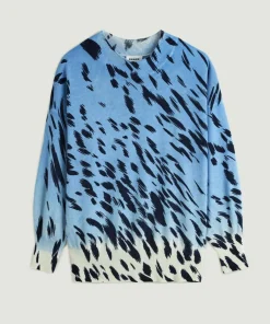 Pull Anémone 100% Cachemire imprimé léopard bleu azur-Rodier Online