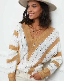 Pull Anna camel/blanc-L'Armoire de Suzette Discount