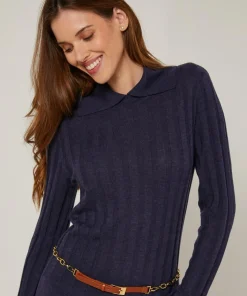 Pull Annabelle en Laine mélangée bleu denim-Rodier
