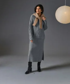 Femme Rodier Pulls^Pull Arlette 100% laine col rond torsades gris