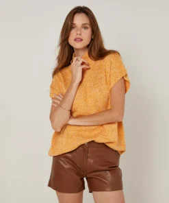 Pull Bachira col roulé sans manches jaune-Rodier Sale