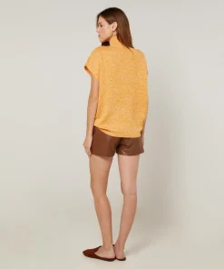 Pull Bachira col roulé sans manches jaune-Rodier Sale