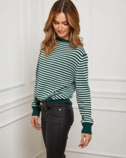 Femme Fleur de cachemire Pulls^Pull Benedicte vert/ecru