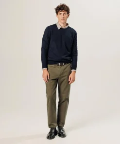 Pull Bertrand 100% laine col rond bleu nuit-Rodier Sale