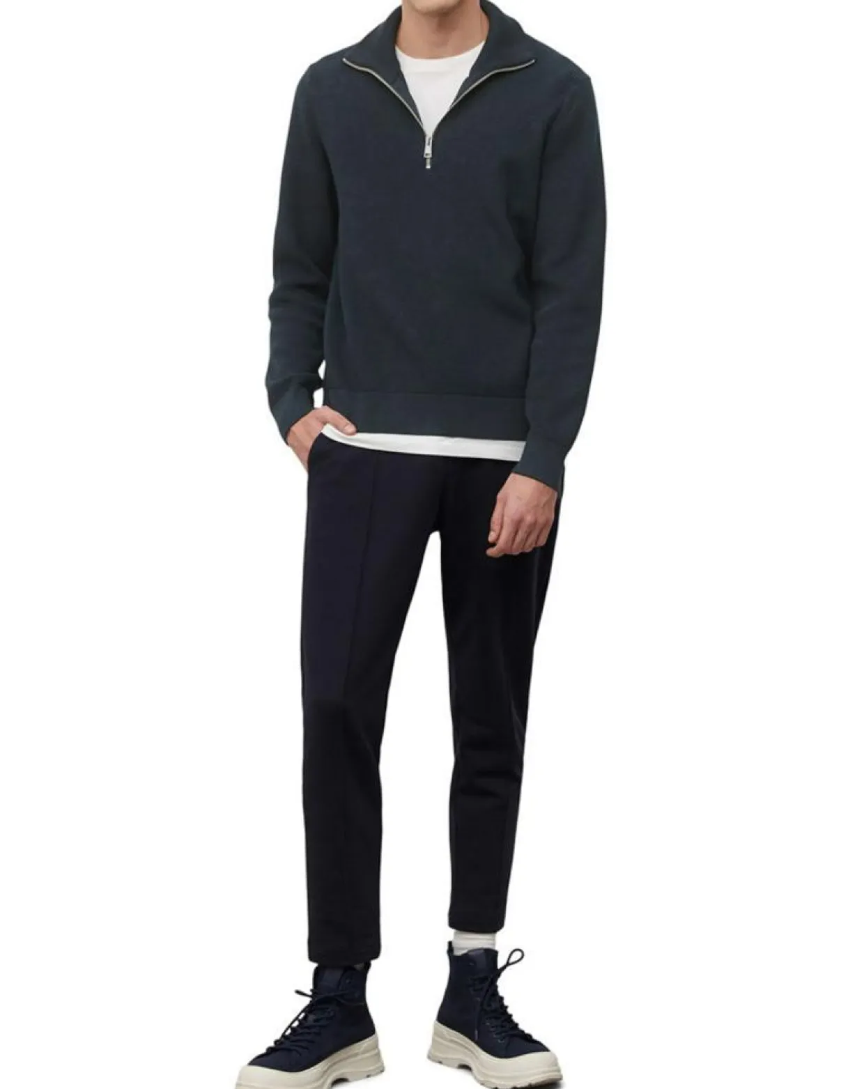 Homme Marc O'Polo Pulls^Pull Camioneur Cotelé bleu marine