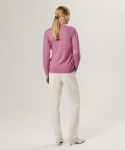 Pull Chimène 100% laine cache-coeur rose bonbon-Rodier Clearance