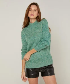 Pull chiné Aïcha col montant vert-Rodier Best