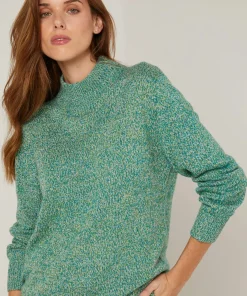 Pull chiné Aïcha col montant vert-Rodier Best