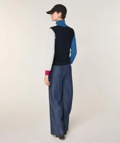 Femme Rodier Pulls^Pull Chloey 100% Laine col roulé multicolore bleu marine