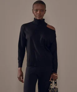 Femme Rodier Pulls^Pull Clémentine, col roulé, épaule denudée noir