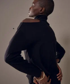 Femme Rodier Pulls^Pull Clémentine, col roulé, épaule denudée noir