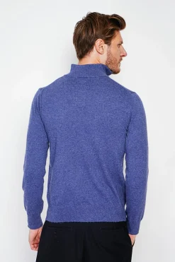 Pull col camionneur bleu jeans-C&Jo Best