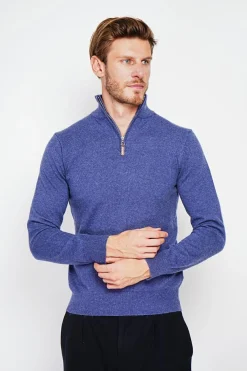 Pull col camionneur bleu jeans-C&Jo Best