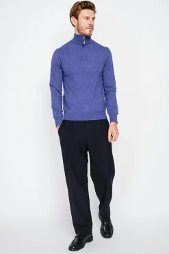 Pull col camionneur bleu jeans-C&Jo Best