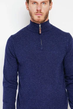 Pull col camionneur bleu nuit-C&Jo Clearance
