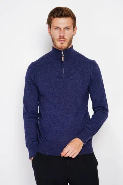 Pull col camionneur bleu nuit-C&Jo Clearance