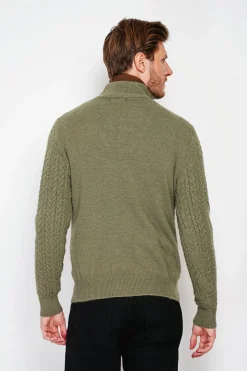 Pull col camionneur kaki-C&Jo Outlet