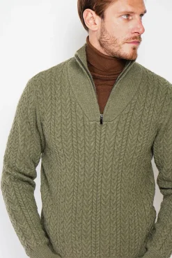 Pull col camionneur kaki-C&Jo Outlet