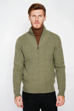 Pull col camionneur kaki-C&Jo Outlet