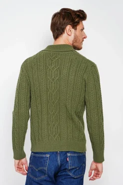 Pull col châle kaki-C&Jo Hot