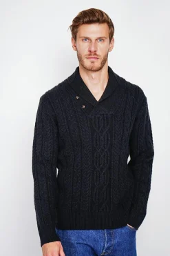 Homme C&Jo Pulls^Pull col châle noir