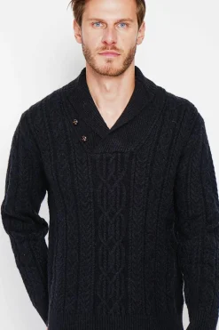 Homme C&Jo Pulls^Pull col châle noir