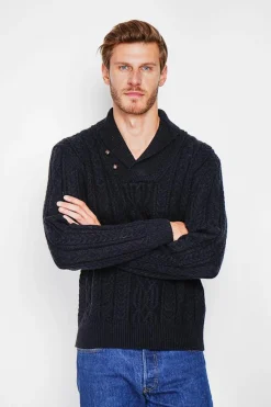 Homme C&Jo Pulls^Pull col châle noir