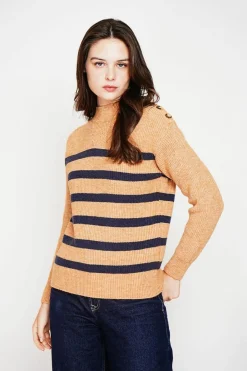 Femme C&Jo Pulls^Pull col montant ajouré nougat