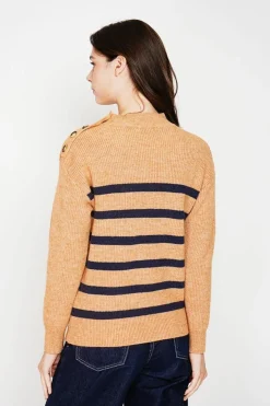 Femme C&Jo Pulls^Pull col montant ajouré nougat