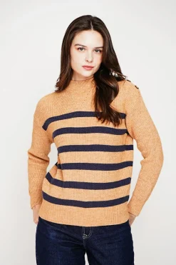 Femme C&Jo Pulls^Pull col montant ajouré nougat