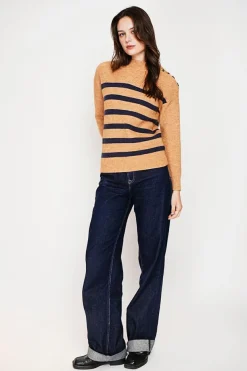 Femme C&Jo Pulls^Pull col montant ajouré nougat