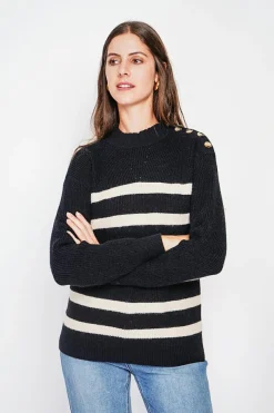 Femme C&Jo Sweats^Pull col montant ajouré noir