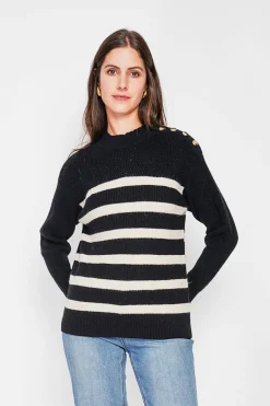 Femme C&Jo Sweats^Pull col montant ajouré noir