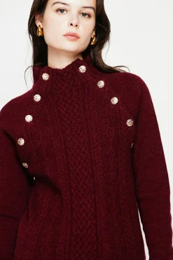 Femme C&Jo Sweats^Pull col montant bordeaux