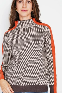 Pull col montant café-C&Jo