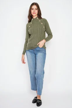 Femme C&Jo Pulls^Pull col montant kaki