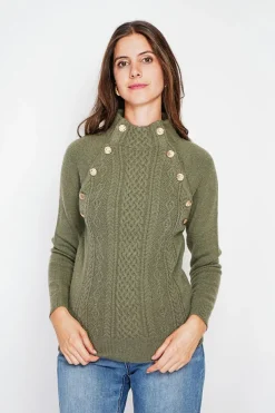 Femme C&Jo Pulls^Pull col montant kaki