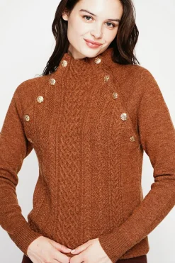 Pull col montant marron-C&Jo New