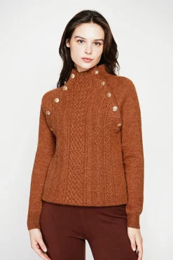 Pull col montant marron-C&Jo New