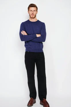 Homme C&Jo Pulls^Pull col ras de cou bleu nuit