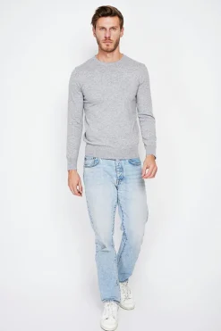 Homme C&Jo Pulls^Pull col ras de cou flanelle