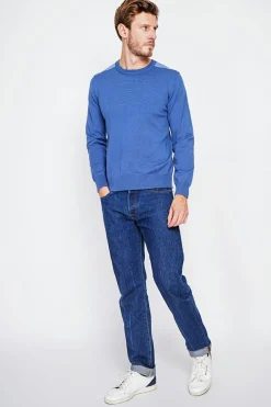 Pull col rond bleu jean-C&Jo New