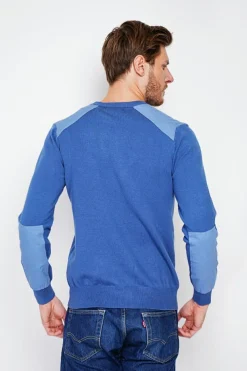 Pull col rond bleu jean-C&Jo New