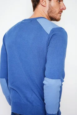 Pull col rond bleu jean-C&Jo New