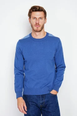 Pull col rond bleu jean-C&Jo New