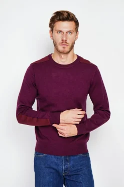 Pull col rond bordeaux-C&Jo Outlet