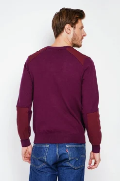 Pull col rond bordeaux-C&Jo Outlet